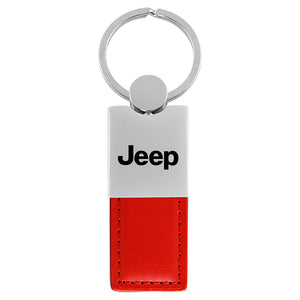 Jeep Keychain & Keyring - Duo Premium Red Leather