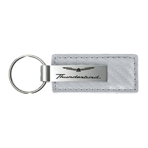 Ford Thunderbird Keychain & Keyring - White Carbon Fiber Texture Leather