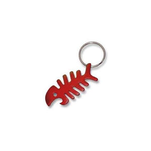 Bone Fish Keychain & Keyring - Bottle Opener - Red