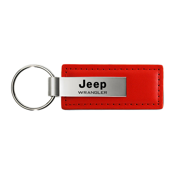 Jeep Wrangler Keychain & Keyring - Red Premium Leather