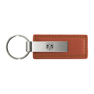 Dodge RAM Head Keychain & Keyring - Brown Premium Leather