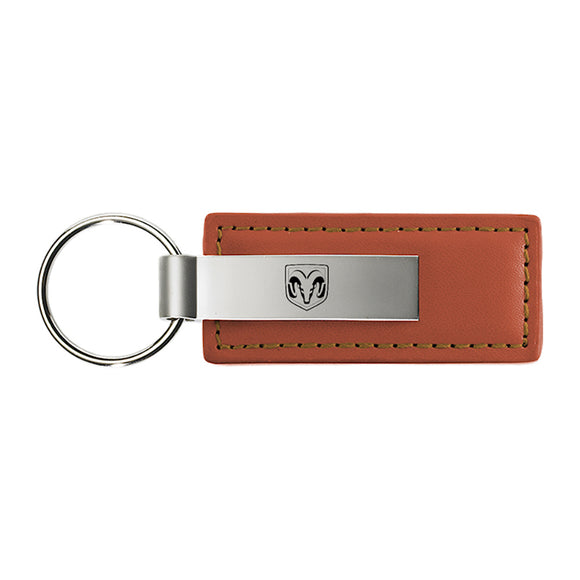 Dodge RAM Head Keychain & Keyring - Brown Premium Leather
