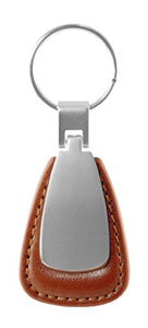 Metal Promotional Keychain & Keyring - Brown Leather Teardrop