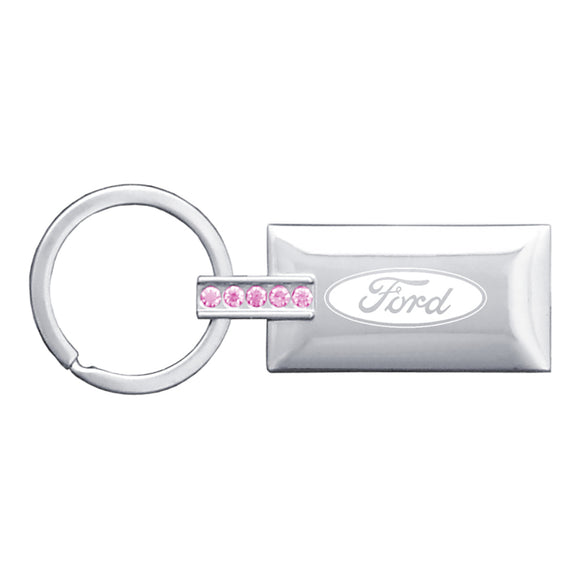 Ford Keychain & Keyring - Rectangle with Bling Pink