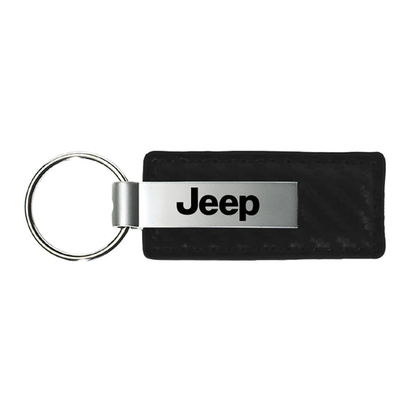 Jeep Keychain & Keyring - Carbon Fiber Texture Leather