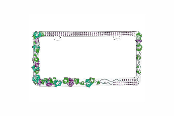 Classy Grape Vine with Green Crystals Design Metal Frame with Crystals