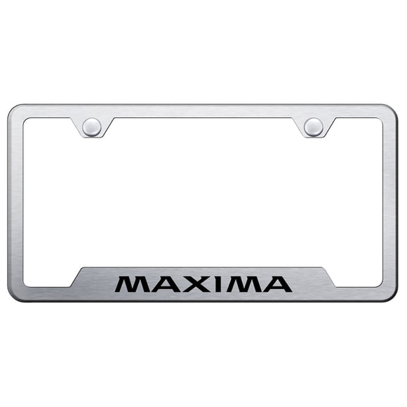 Nissan Maxima License Plate Frame - Laser Etched Cut-Out Frame - Brushed
