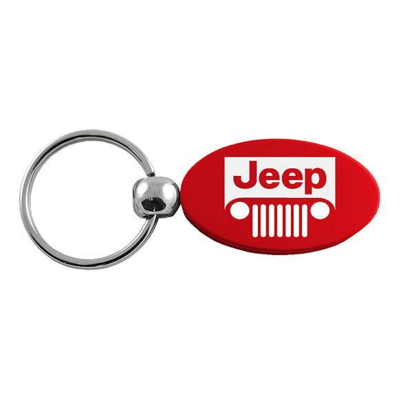 Jeep Grill Keychain & Keyring - Red Oval