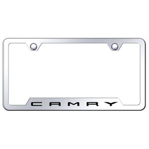 Toyota Camry License Plate Frame - Laser Etched Cut-Out Frame - Stainless Steel