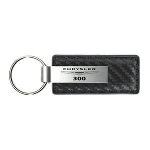 Chrysler 300 Keychain & Keyring - Gun Metal Carbon Fiber Texture Leather