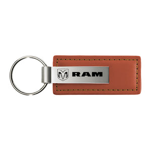 Dodge RAM Keychain & Keyring - Brown Premium Leather