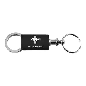 Ford Mustang Tri-Bar Keychain & Keyring - Black Valet