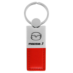 Mazda 3 Keychain & Keyring - Duo Premium Red Leather