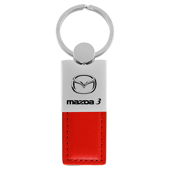 Mazda 3 Keychain & Keyring - Duo Premium Red Leather