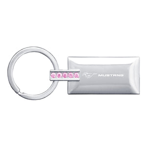 Ford Mustang Keychain & Keyring - Rectangle with Bling Pink