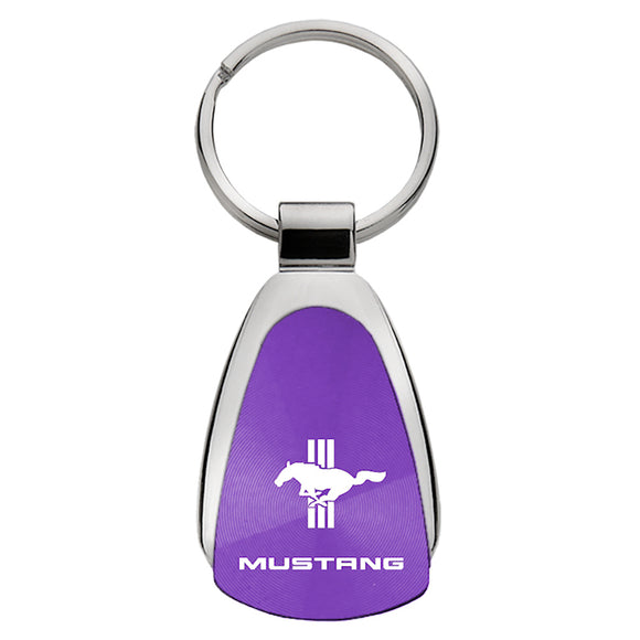Ford Mustang Tri-Bar Keychain & Keyring - Purple Teardrop