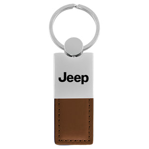 Jeep Keychain & Keyring - Duo Premium Brown Leather
