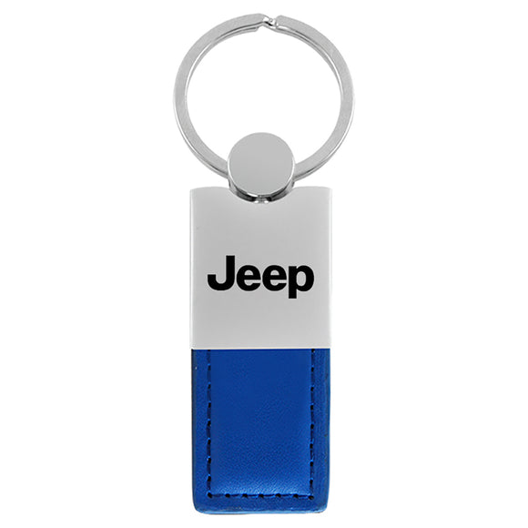 Jeep Keychain & Keyring - Duo Premium Blue Leather