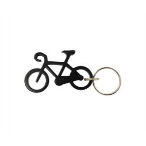 Bicycle Keychain & Keyring - Bottle Opener - Black