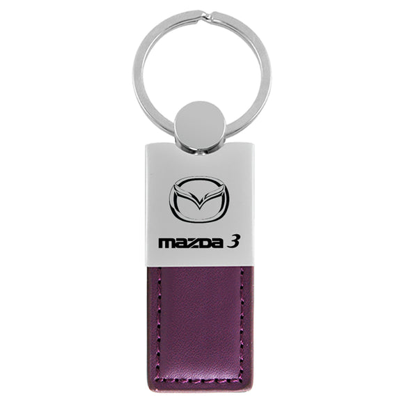 Mazda 3 Keychain & Keyring - Duo Premium Purple Leather