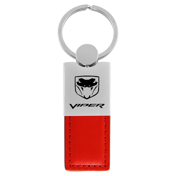 Dodge Viper Keychain & Keyring - Duo Premium Red Leather