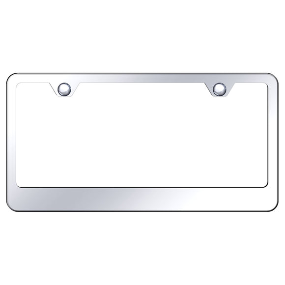 Blank License Plate Frame - 2 Hole Wide Bottom Frame - Mirror Polished Stainless Steel