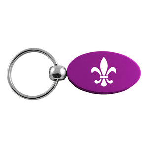 Fleur-De-Lis Keychain & Keyring - Purple Oval