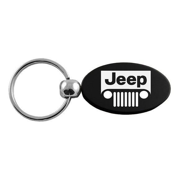 Jeep Grill Keychain & Keyring - Black Oval
