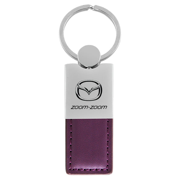 Mazda Zoom Zoom Keychain & Keyring - Duo Premium Purple Leather