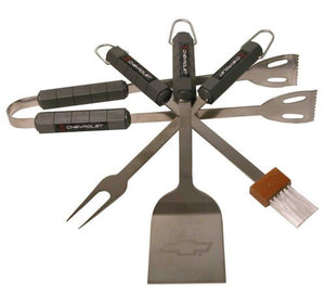 Motorhead Products Cheverolet 4-Piece BBQ Grilling Utensil Set