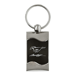 Ford Mustang in Script Keychain & Keyring - Black Wave