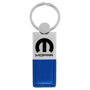 Mopar Keychain & Keyring - Duo Premium Blue Leather