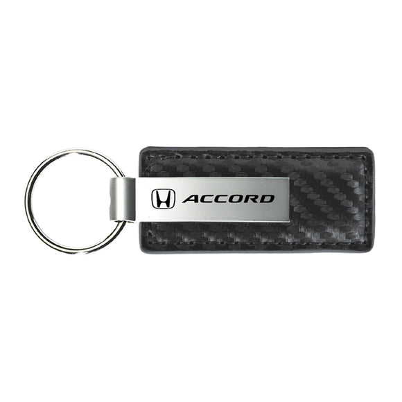 Honda Accord Keychain & Keyring - Gun Metal Carbon Fiber Texture Leather