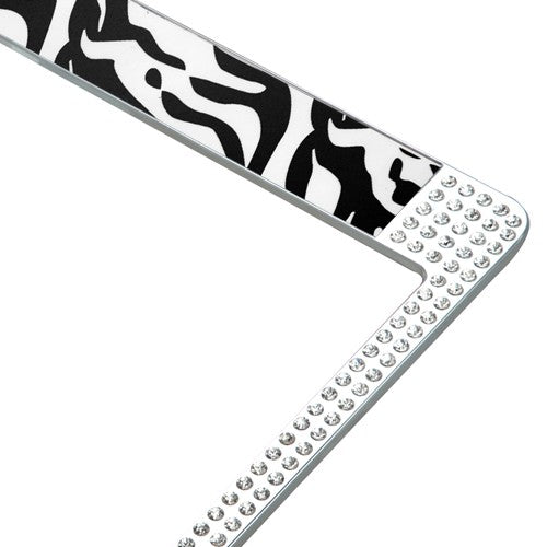 Zebra Design License Plate Frames With White Crystals