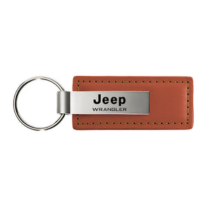 Jeep Wrangler Keychain & Keyring - Brown Premium Leather