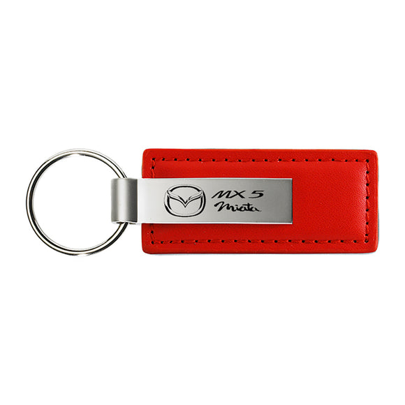 Mazda Miata MX-5 Keychain & Keyring - Red Premium Leather