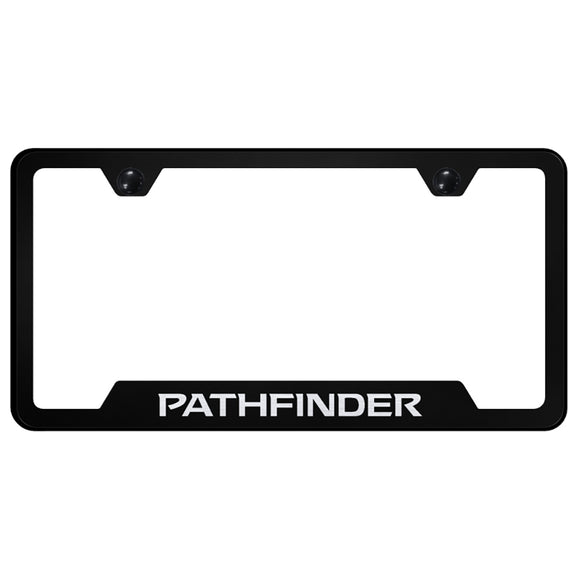 Nissan Pathfinder License Plate Frame - Laser Etched Cut-Out Frame - Black