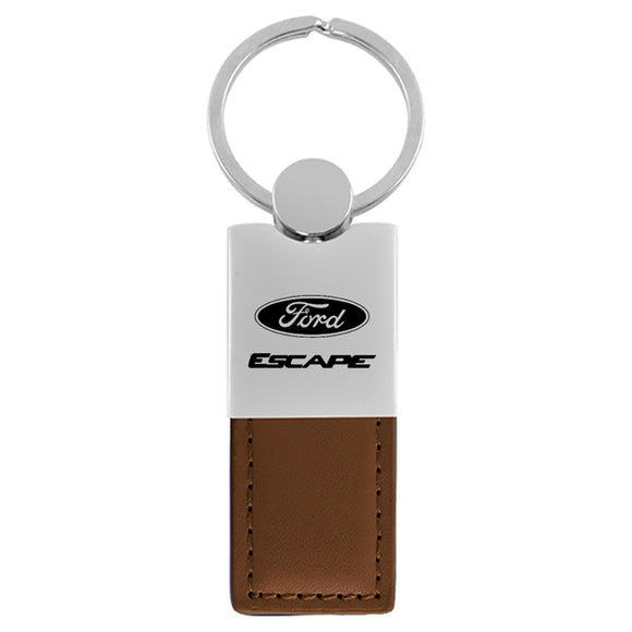 Ford Escape Keychain & Keyring - Duo Premium Brown Leather